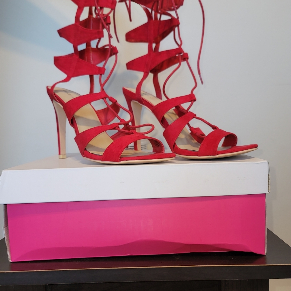 Red Strappy Heeled Sandals